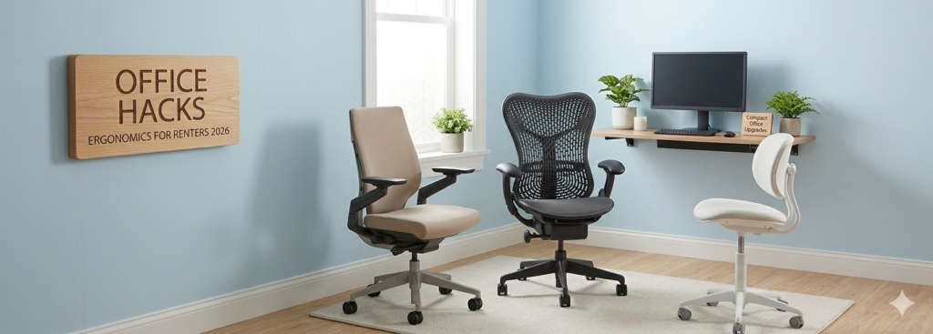Best ergonomic office chairs for renters in 2026, compact home office setup with non-bulky furniture
