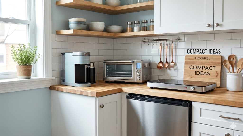 Compact appliances and space-saving ideas for a tiny rental kitchen