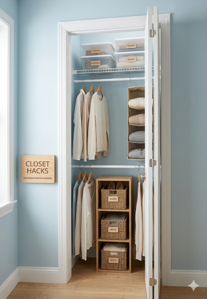 Smart small closet organization ideas and shelving hacks for renters
