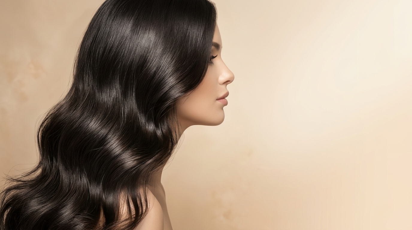 pickproly hero banner Woman with healthy glossy dark wavy hair showing scalp care results